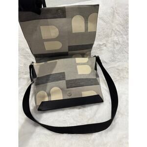 Bally “B All-Over Print” Canvas & Leather Messenger Bag